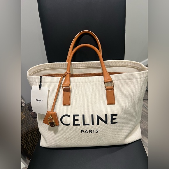 Authentic Celine horizontal cabas tote canvas with leather straps - Picture 1 of 10